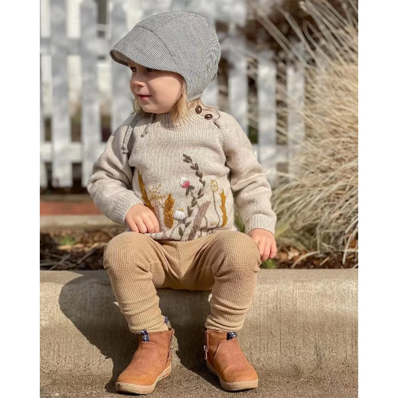 

2023 New Autumn Toddler Cardigan Embroidery Cotton Soft Baby Boys Knit Tops Kids Sweater Girls Winter Clothes baby sweater