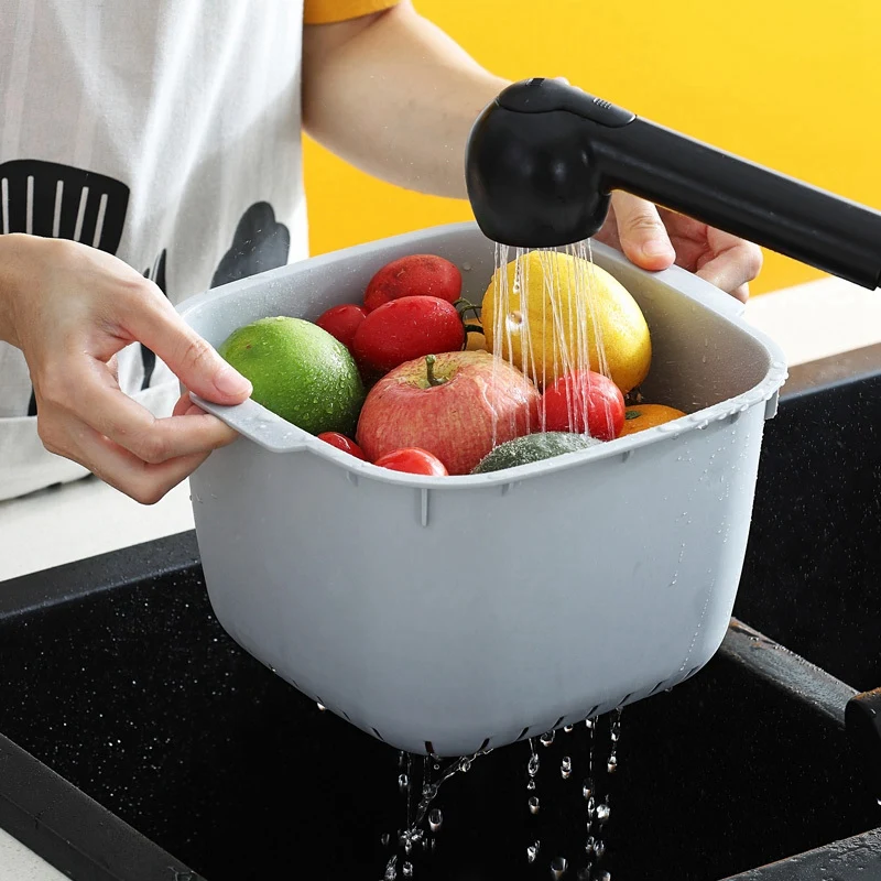 

Double Layer Kitchen Food Waste Trash Can Compost with Drainer Rubbish Container Organizer Accessories Tools(Gray)