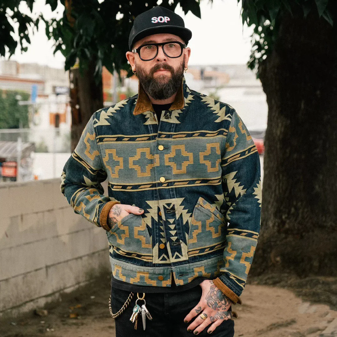 RRL 30-летие в западном стиле жаккардовая джинсовая куртка американском ретро