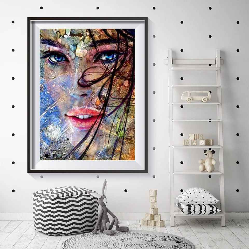 

5D Diamond Embroidery Girl Full Square Round Diamond Painting Woman Cross Stitch Portrait Mosaic Art Home Decoration