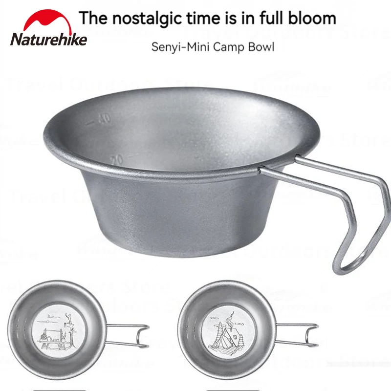 

Naturehike 50ml Portable Mini Camp Bowl 2PCS Outdoor 304 Stainless Steel Hanging Coffee Cup Measuring Spoon Picnic BBQ Tableware