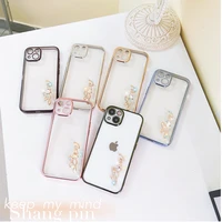transparent case with lens phone case for iphone 13 12 11 love diamond label transparent case for iphone 13 12 11 pro max cover