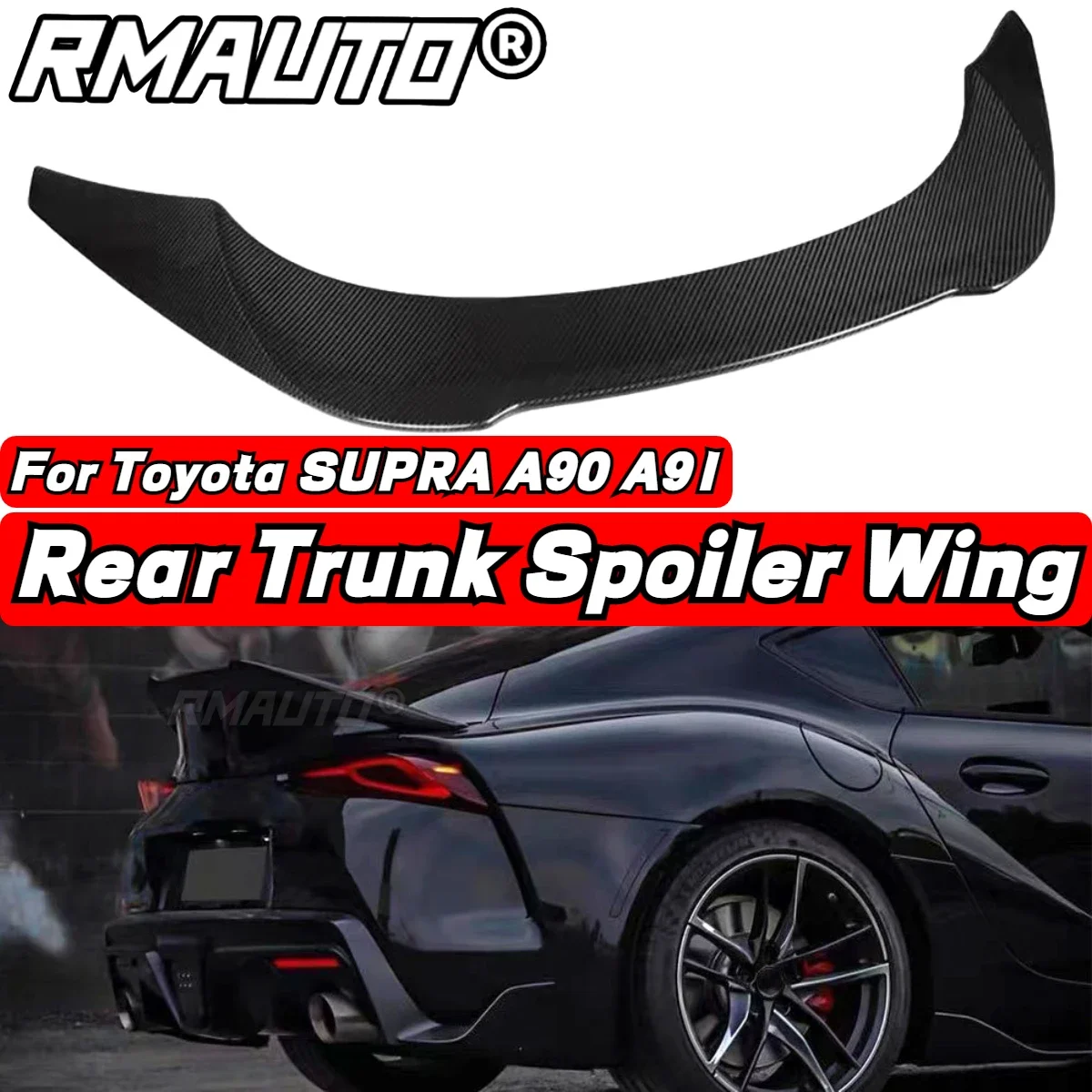 

Supra A90 A91 Rear Spoiler Wing Real Carbon Fiber Trunk Boot Lip For Toyota Supra A90 A91 2019-2022 Car Accessories Body Kit