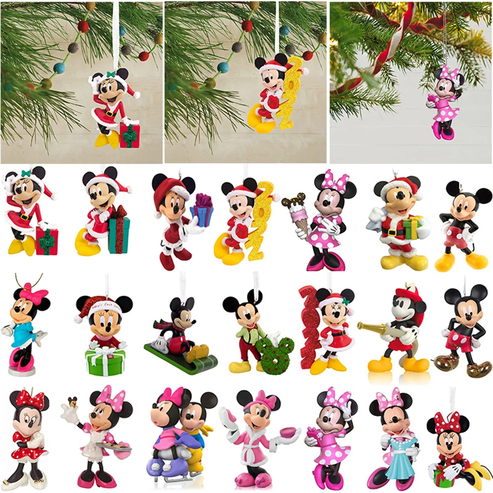 

Disney Toys Mickey Mouse Minnie Acrylic Cartoon Christmas Tree Ornaments Acrylic Plane Pendant Model Kids Toys Christmas Gifts