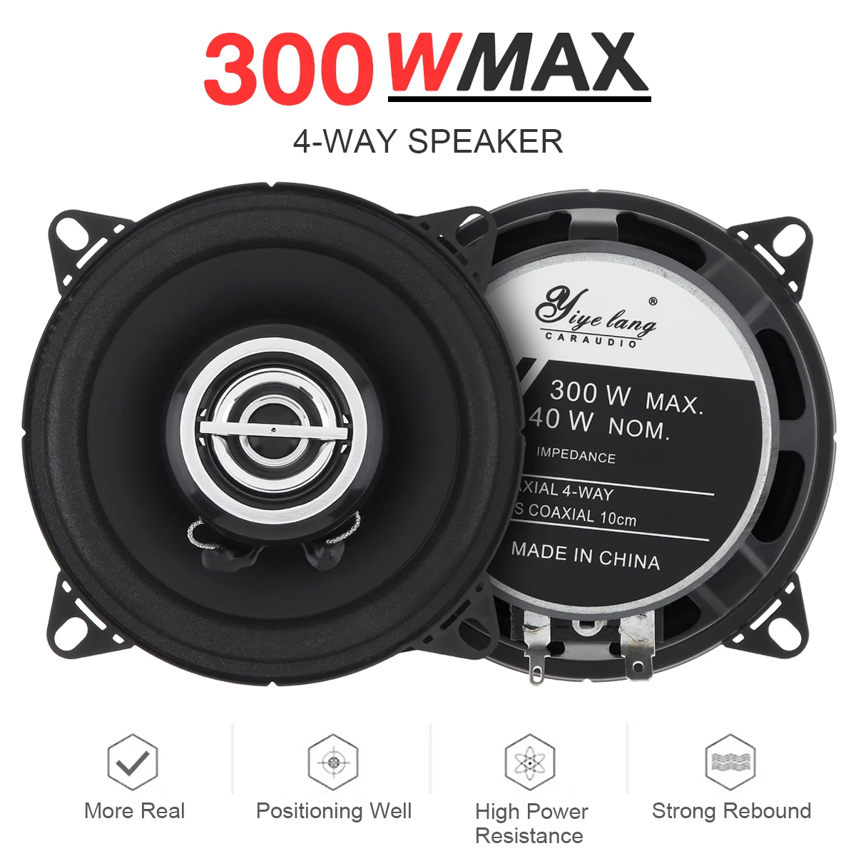 

2pcs 4 Inch 300W Universal Car Coaxial Speakers Audio Stereo Full Range Frequency HiFi Door Speaker for Car Auto Loudspeaker