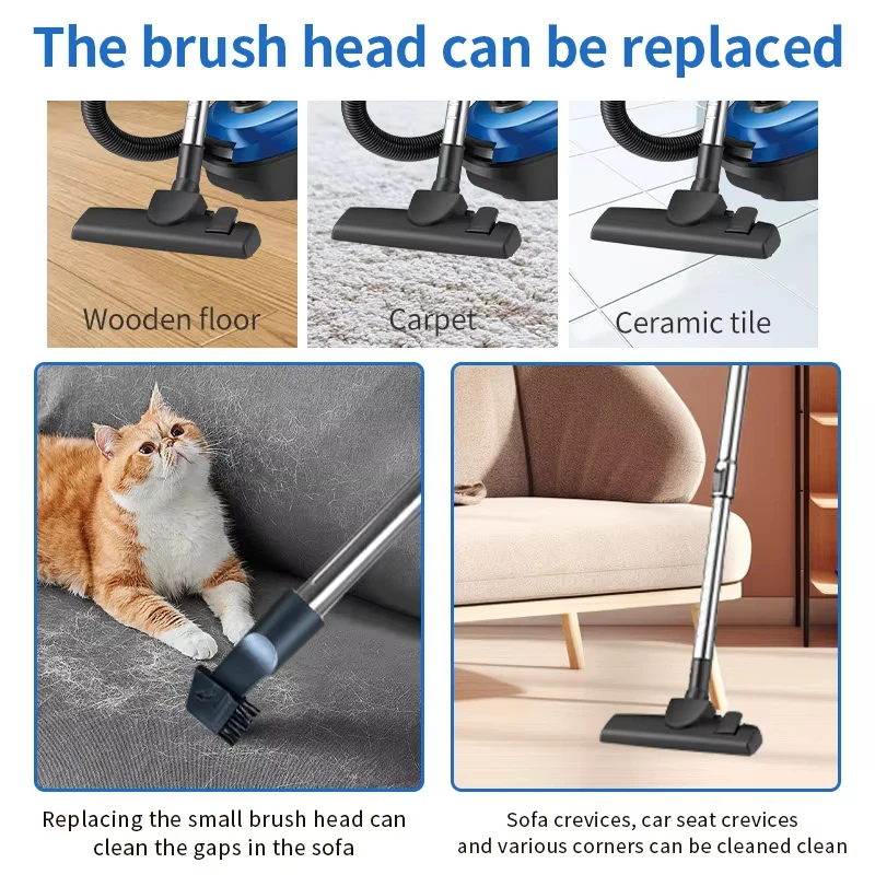 Фото Пылесос Houselin Deluxe Vacuum 2000 Вт, легкий пылесос для ковров и твердых полов, вертикальный/ручной, 110–220 В, синий №5