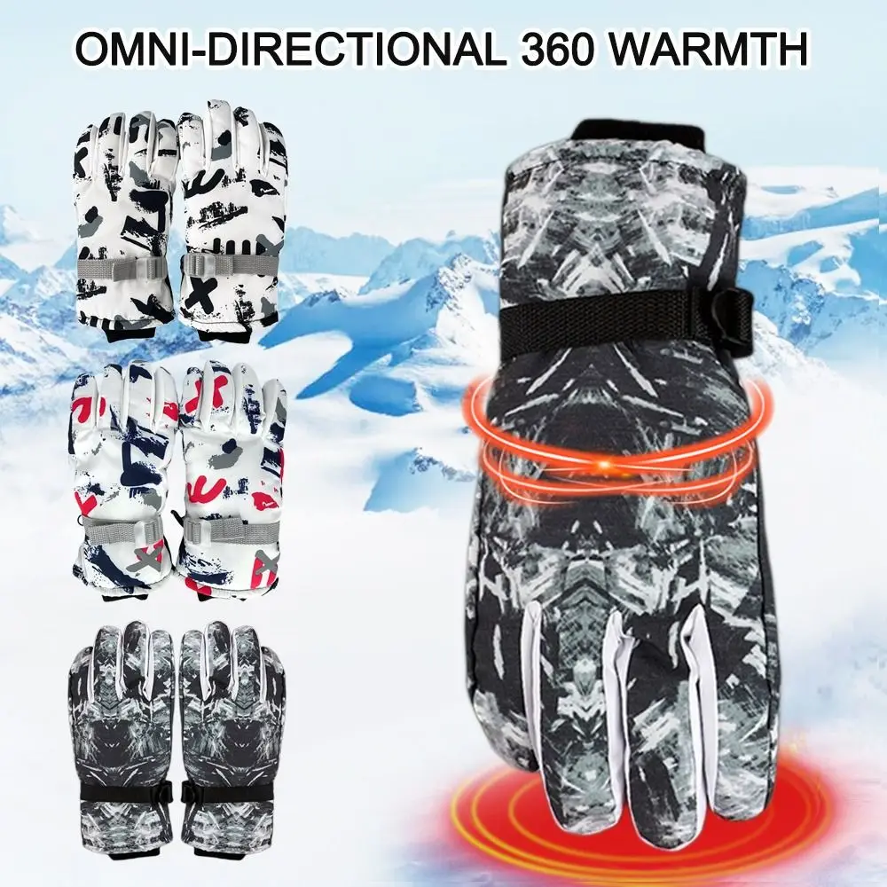 

Утолщенные теплые зимние Непродуваемые водонепроницаемые детские лыжные перчатки с длинным рукавом варежки для снега сноуборда для верховой езды