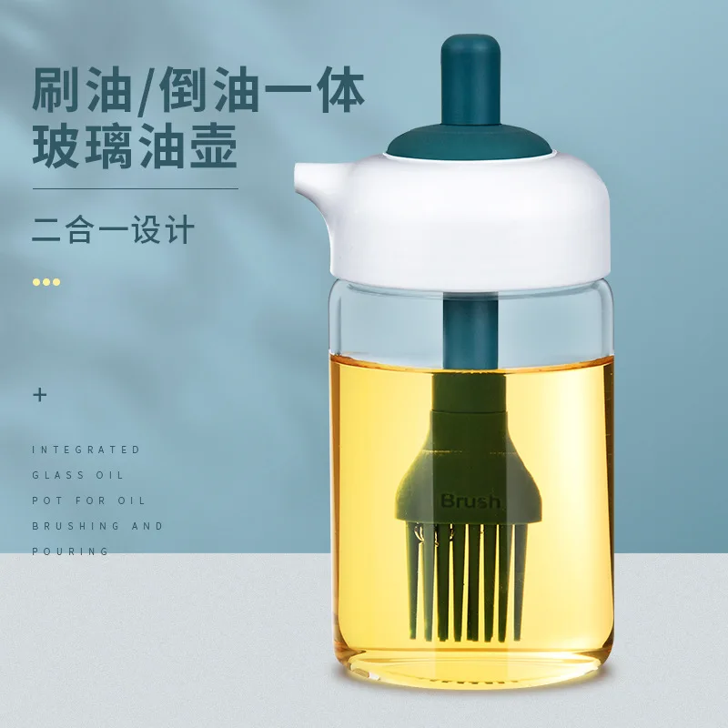 

230ml Kitchen Oil Bottle Silicone Glass Oil Container With Brush Barbecue Spray Bottle Oil Dispenser For Kitchen Cooking BBQ