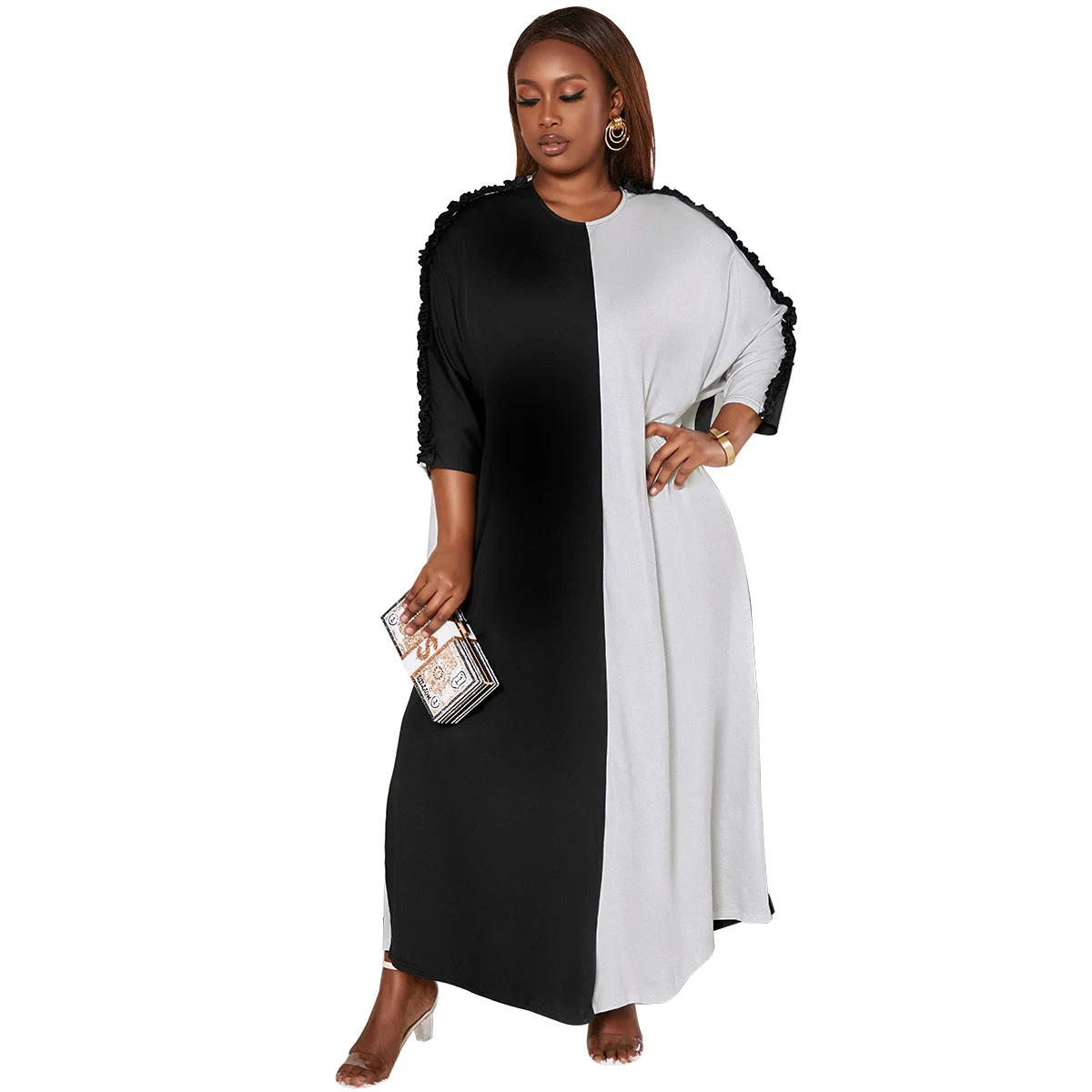 

African Dresses for Women Fall Elegant Patchwork Long Maxi Dress Abaya Ladies Traditional Africa Clothing L-4XL Christmas Robes
