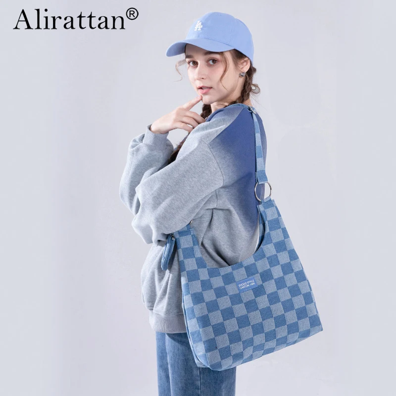 

Alirattan Spring 2023 New Denim Bag Fashion Trend Design Armpit Bag One Shoulder Messenger Bag Bolsa Feminina