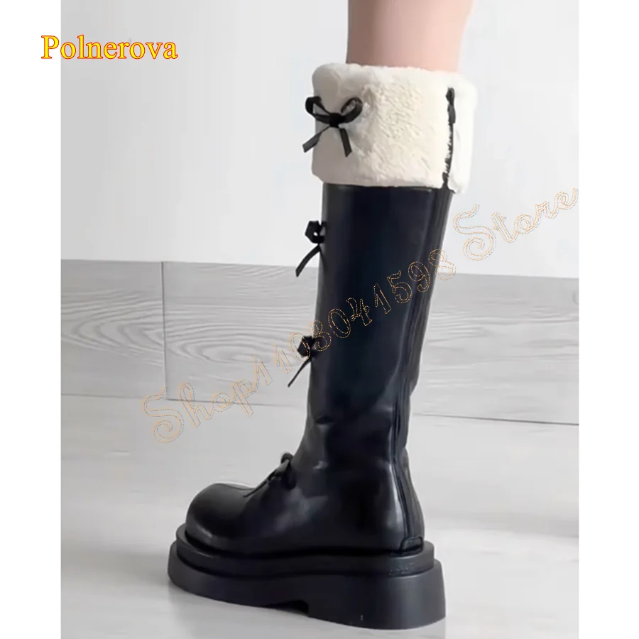 Сапоги из овечьей кожи в стиле пэчворк высокие сапоги на толстой подошве с