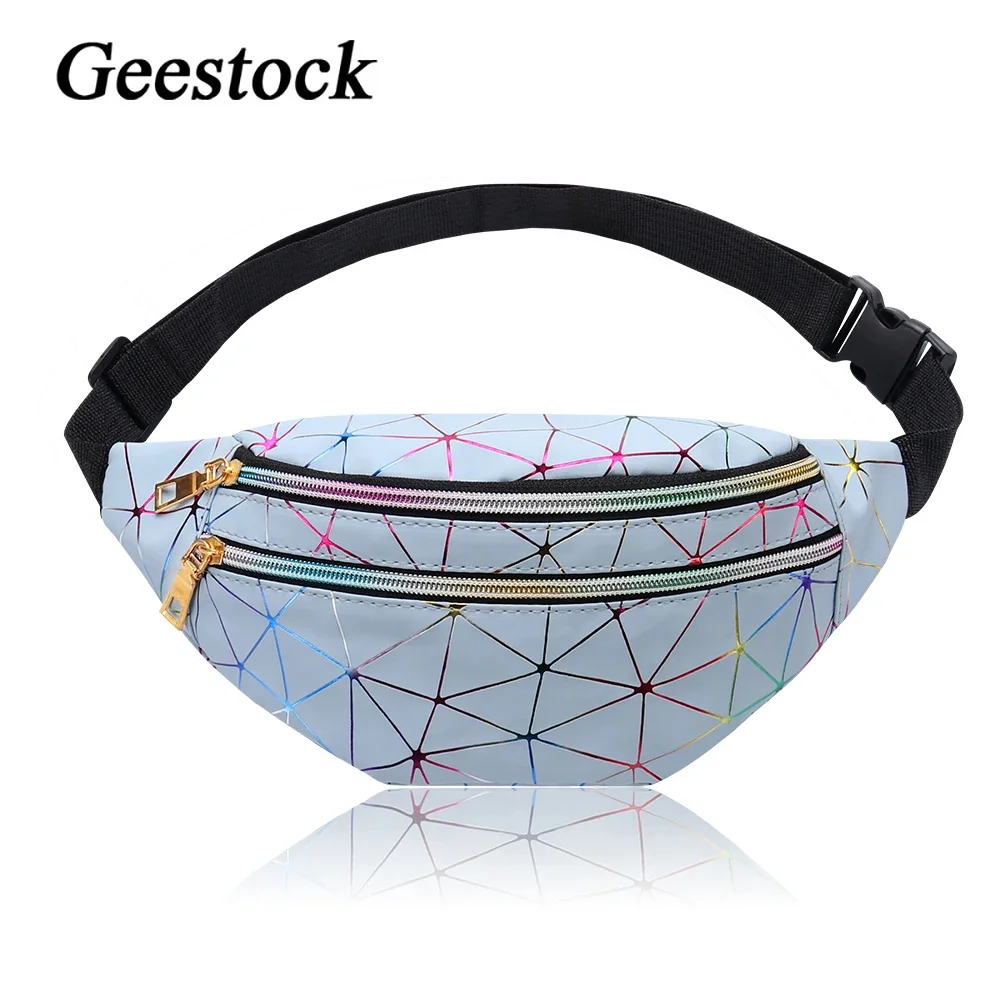 

Geock Holographic Waist Pack Bags for Women Glitter Fanny Pack Waterproof Belt Bag Fashion Laser Waist Pack Phone Pouch