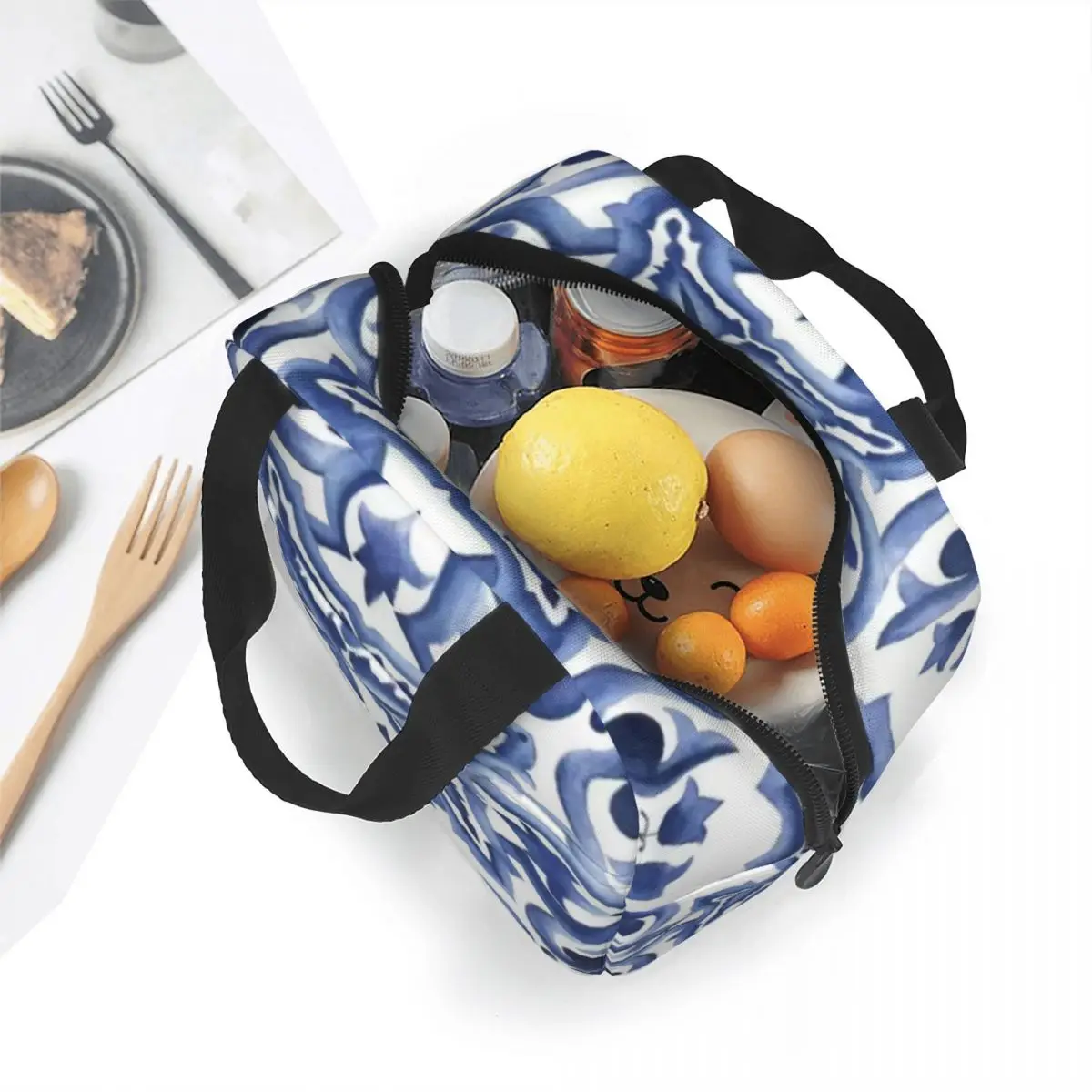 Синие украшенные цветочным средиземноморским сицилийским плитку сумки для