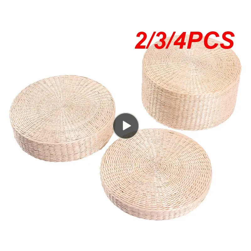 

30x30x10cm Natural Straw Round Pouf Tatami Cushion Weave Handmade Pillow Floor Japanese Style Cushion With Silk Wadding Textile