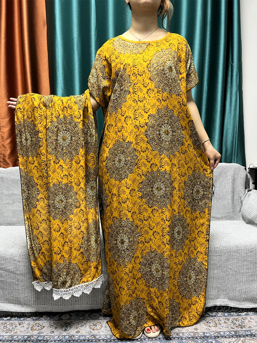 Мусульманская хлопковая ткань искусственная 2024 Boubou свободная Макси-Женская