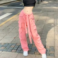 new womens jeans vintage multi pocket slim trousers high waist overalls fashion casual baggy denim jean trending streetwear