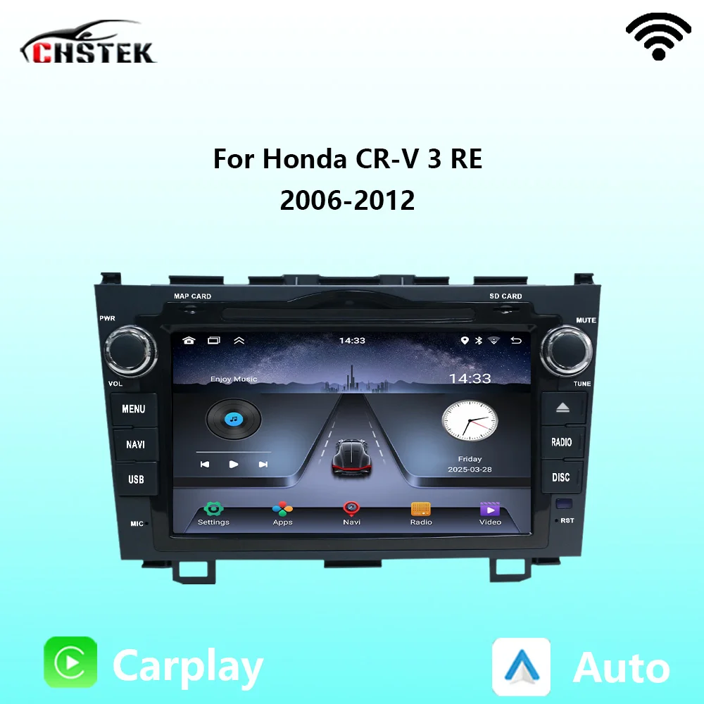 Фото Автомобильный радиоприемник CHSTEK Carplay Android Auto для Honda CR-V 3 RE 2006-2012 CRV Мультимедийный плеер Bluetooth-навигация WIFI GPS Стерео №1