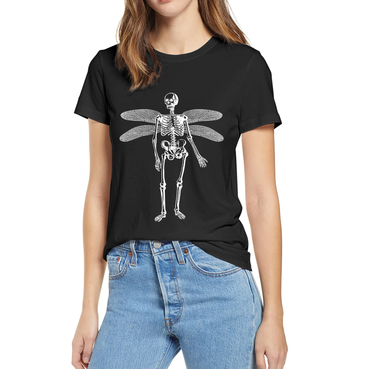 

Skeleton Fairy Grunge Fairycore Aesthetic Gothic Cottagecore Funny Women's 100% Cotton Novelty T-Shirt EU Size Casual Harajuku