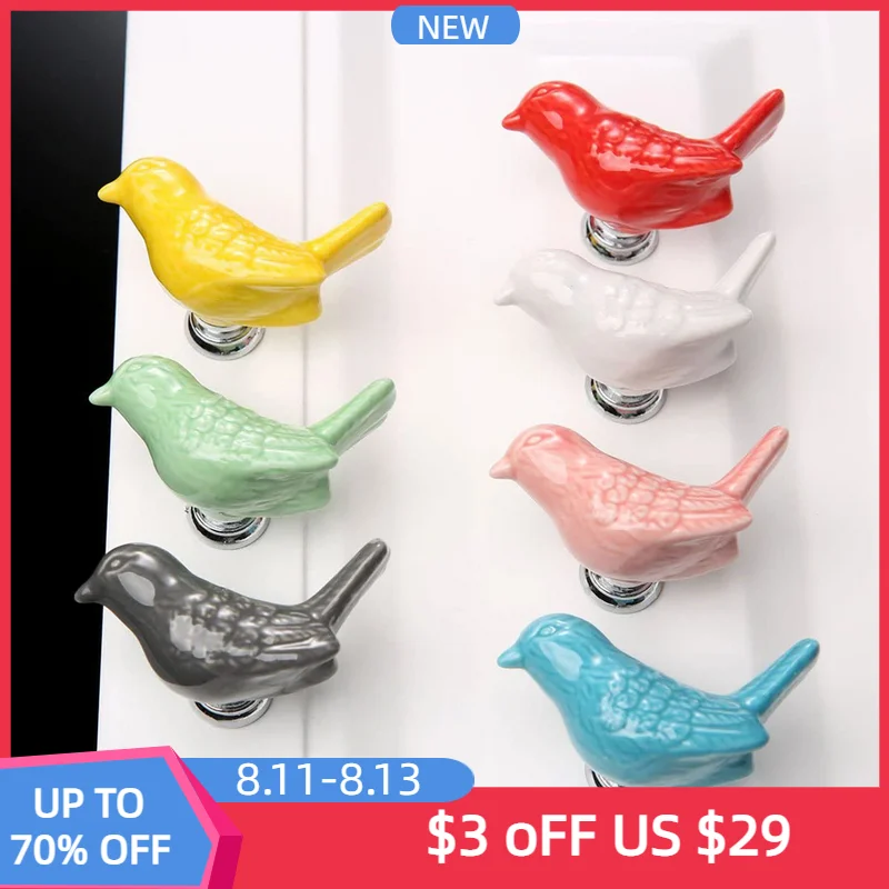 

TFAAI Peace Dove Ceramic Door Knobs Children Room Cartoon Wardrobe Cabinet Drawer Pull Kitchen Closet Furniture Handles Hardware