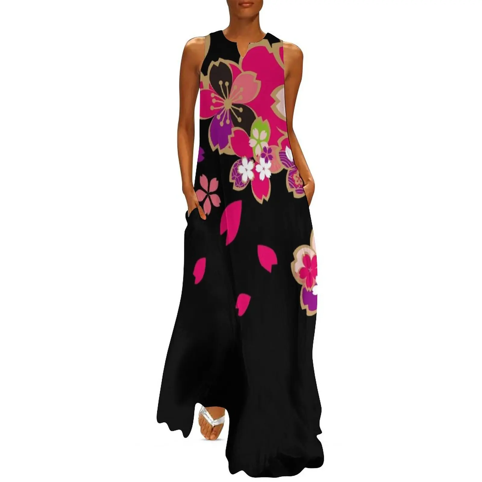 Красивые вишни из Японии 3 длинное платье милое женское летнее 2025 года