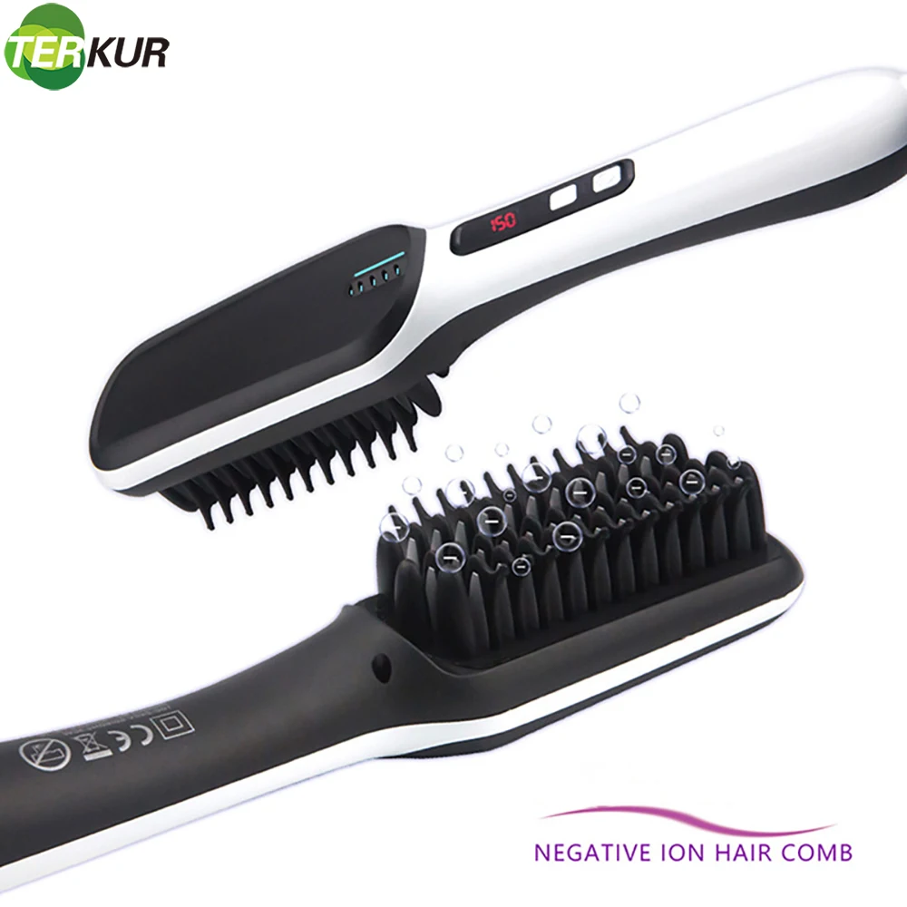 

Ионный Выпрямитель для волос, быстрый нагрев, защита от ожогов, керамические электрические щетки с 3 регулируемой температурой, расческа, ин...