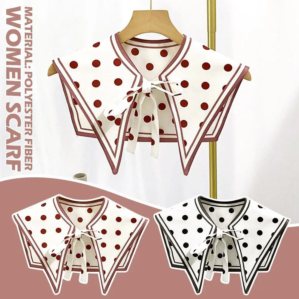 

Print Fake Collars For Women Detachable Lapel Shirt Bowknots Small Scarf Girls Summer Dress False Collar Neckwear Cape E3h4