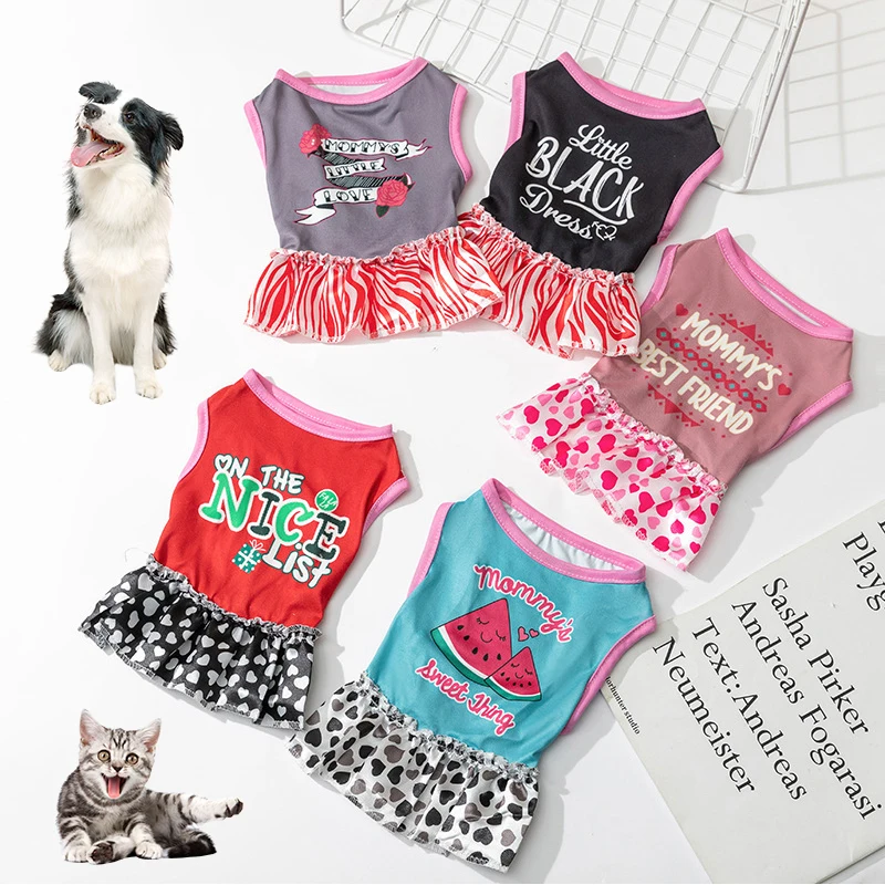 

Fashion Dog Clothes Letter Print Princess Dress For Small Dog Puppy Chihuahua Bulldog Dog Clothing Pet Items Costume Pet Apparel
