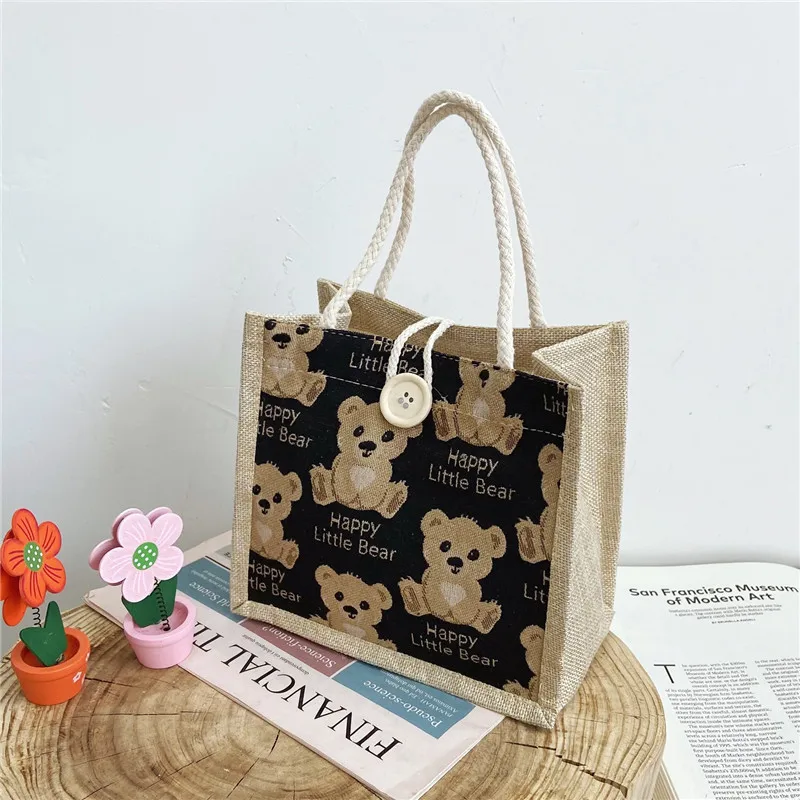 

Cartoon Bear Carrying Fashion is Popular Cute and Lightweight Cheap Student Bento Large Capacity Storage Lunch Box Shoulder Bag