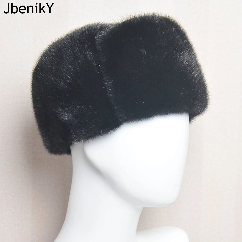 Men Luxury Real Mink Fur Hat Men Hunter Mink Fur Caps 100% Genuine Natural Mink Fur Hat Fashion Natural Mink Fur Ushanka Cap