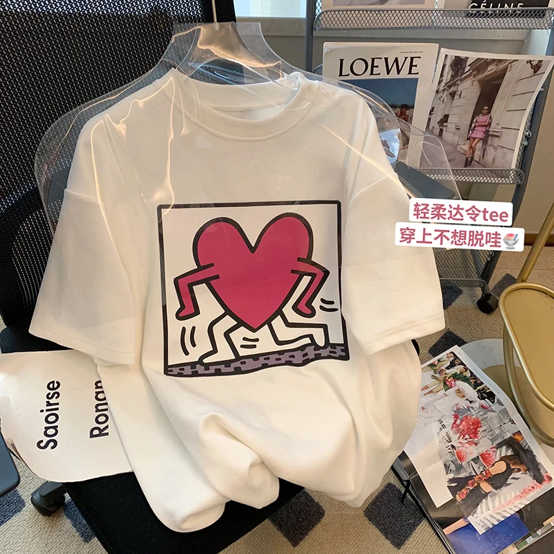 

Мужская и Женская свободная футболка с коротким рукавом и круглым вырезом