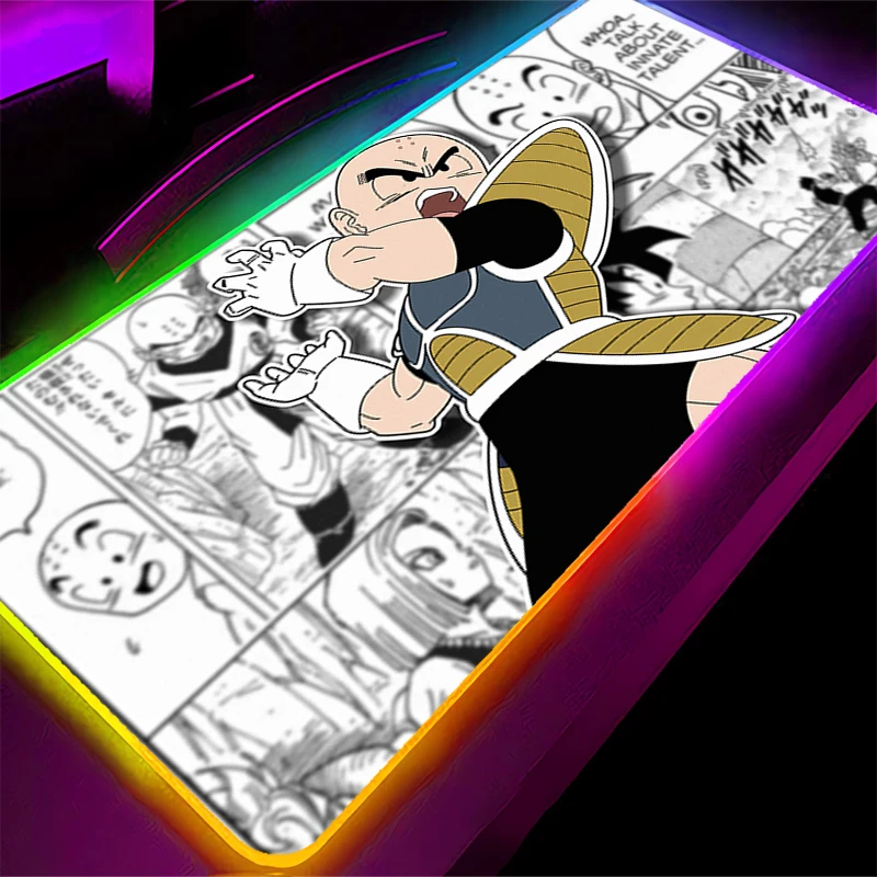 Фото Коврик для мыши DBZ RGB Dragon Ball Krillin с подсветкой, игровой замок, аксессуары, ковер, ПК, компьютерная клавиатура, настольный коврик, светодиодный коврик для мыши №2
