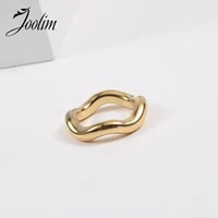 joolim high end gold pvd fashion rough wave rings for women stainless steel jewelry wholesale