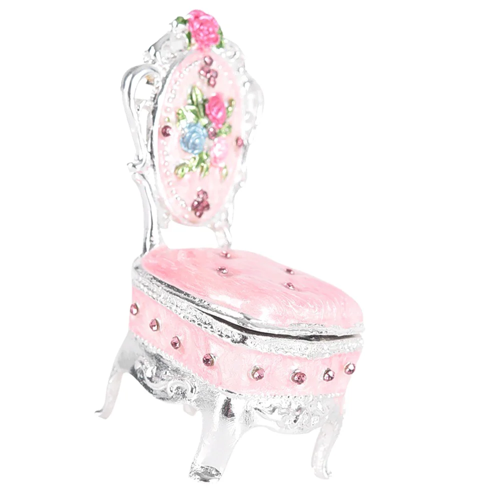 

Эмалированная маленькая коробка для безделушек, магнитная коробка для украшений в форме стула, мини-коробка для сережек и колец