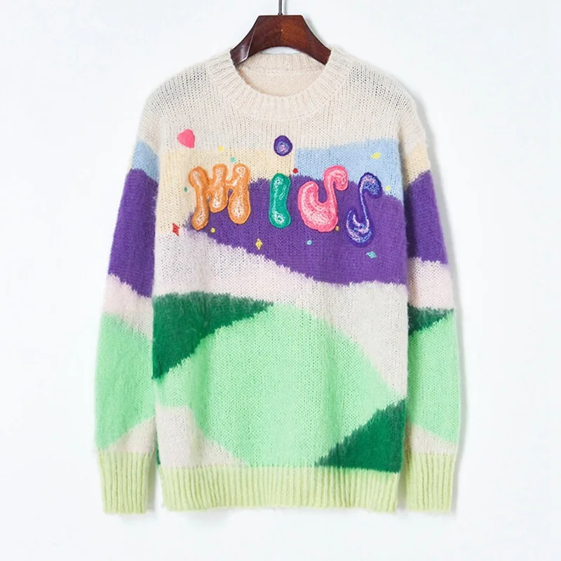 

Свитер y2k, винтажный женский модный свитер в Корейском стиле, милая модель большого размера, модель 2020 года, 2021