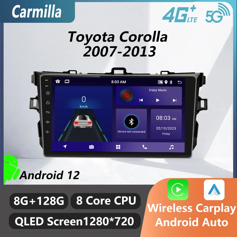 Автомагнитола 2 Din Android для Toyota Corolla 2007-2013, автомобильный стерео Мультимедийный Плеер, FM, GPS, Wi-Fi, BT, навигация, Авторадио