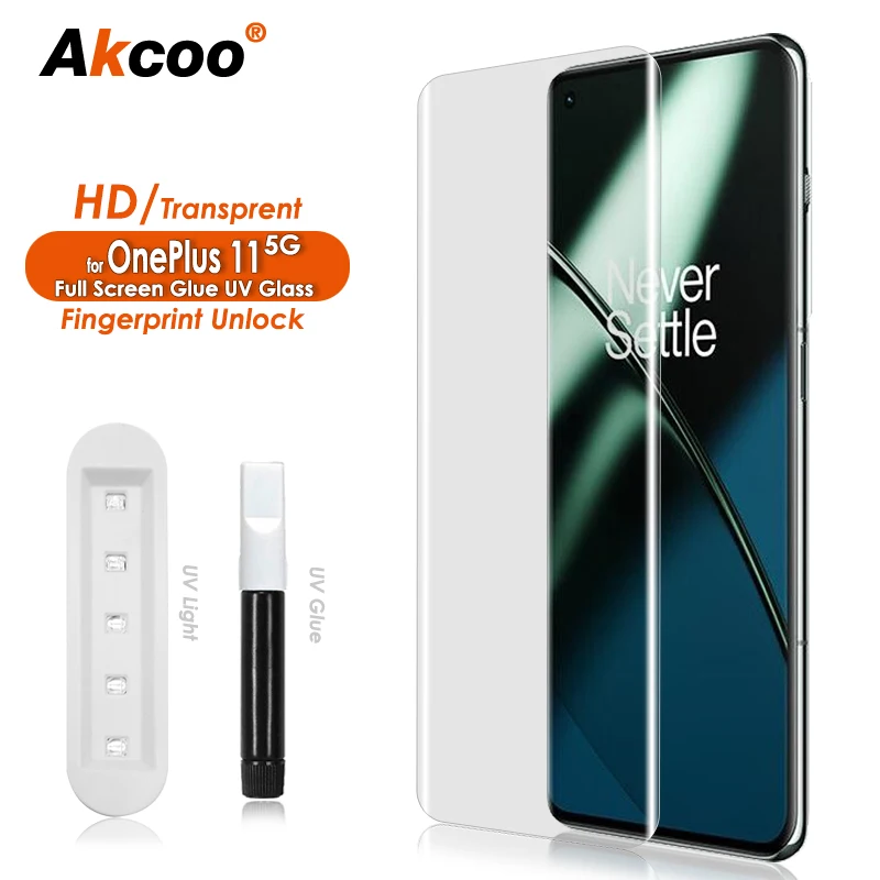

Akcoo for OnePlus 11 Screen Protector UV Full Screen Glue Tempered Glass film for OnePlus 11 5G edge to edge full coverage 1+11