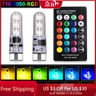 T10 5050 RGB светодиодный ная лампа 6SMD COB Canbus для автомобиля с пультом дистанционного управления вспышкойстробоскопическим освещением для чтения клиновидный свет габаритные огни s