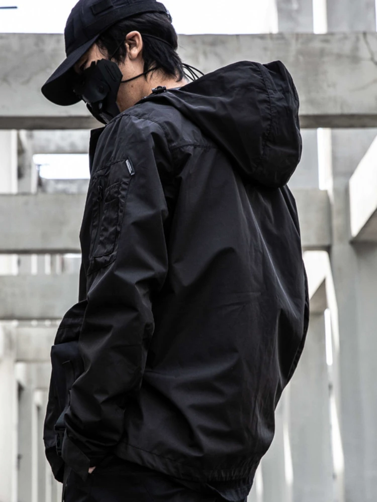 

Autumn Dark Mechanical Style Tactical Men's Assault Jacket Loose Multi-Pocket Hooded Jacket Functional Workwear Coat