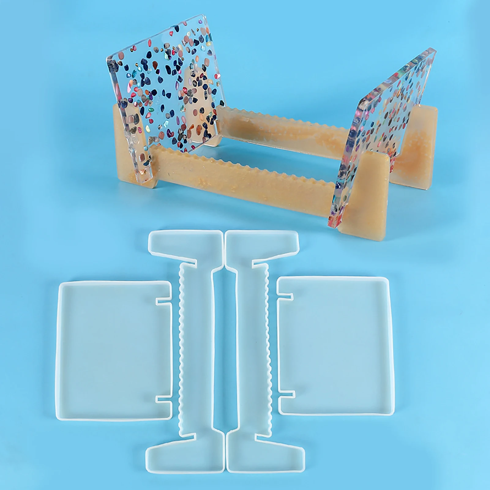 

Storage Rack Silicone Mold Set Vinyl Record Holder Resin Mould Multifunction Display Stand Bookshelf Epoxy Mold For LP Album DVD