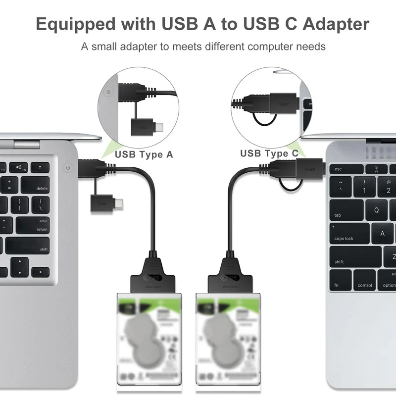 2-в-1 SATA к USB 3 0 кабель Type C внешний жесткий диск 22Pin конвертер адаптер для 2
