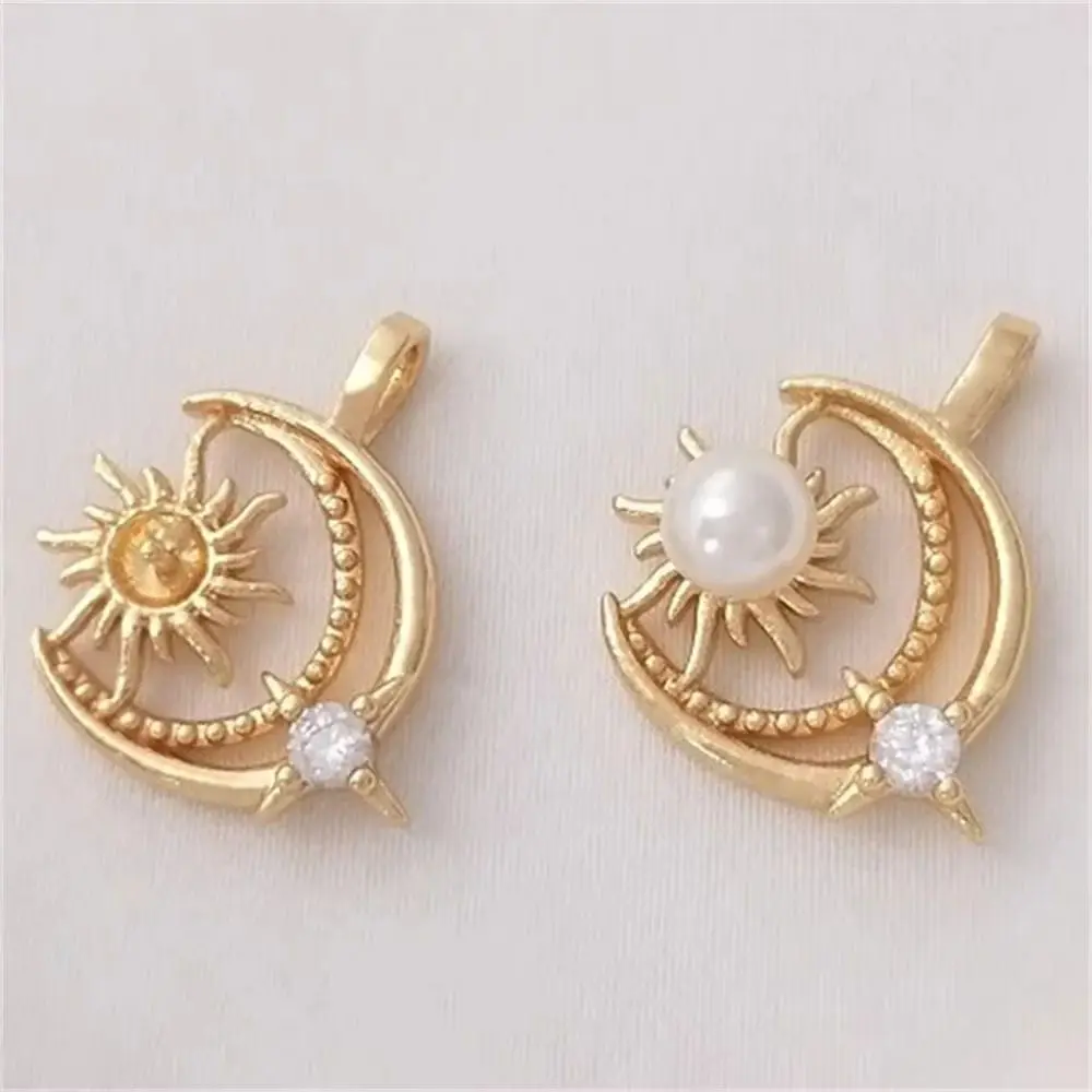 14 К Цвет Золотая Звезда Луна Солнце Держатель Для Бисера Подвеска Ручной Работы
