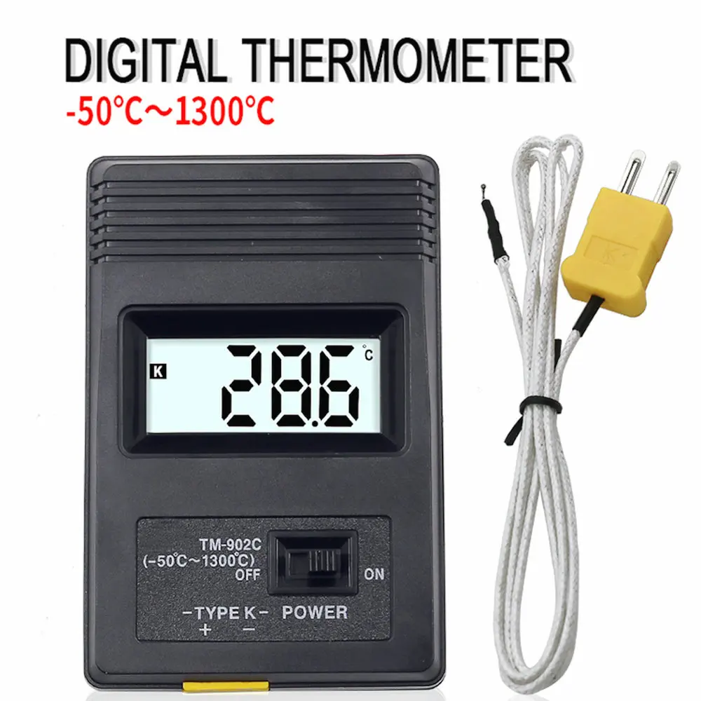 

Detector Black Digital + Meter Industrial Thermocouple Type Thermodetector Probe Thermometer Temperature