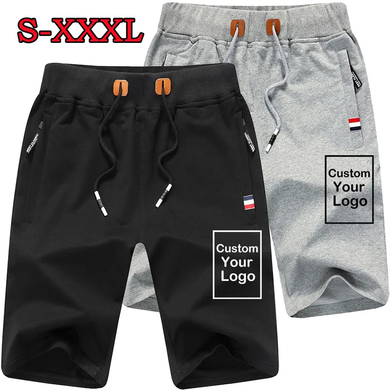 Custom Logo Summer Men's High-quality Bermuda Pants Fashion Five-point Pants Casual Fitness Shorts Printed Zipper Shorts