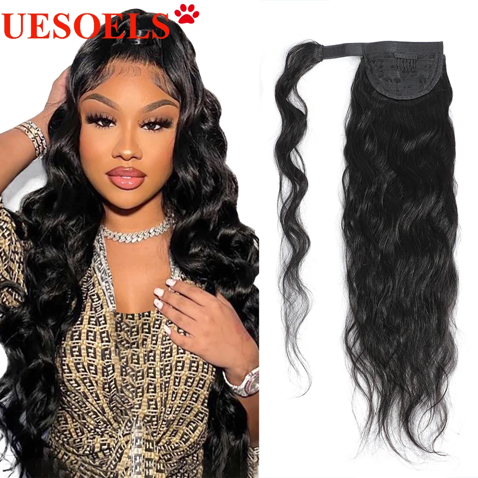 

Ponytail Human Hair Wrap Around Body Wave Ponytail Extensions Brazilian Remy Human Hair Natural Color Heat Resistant Pony Tail