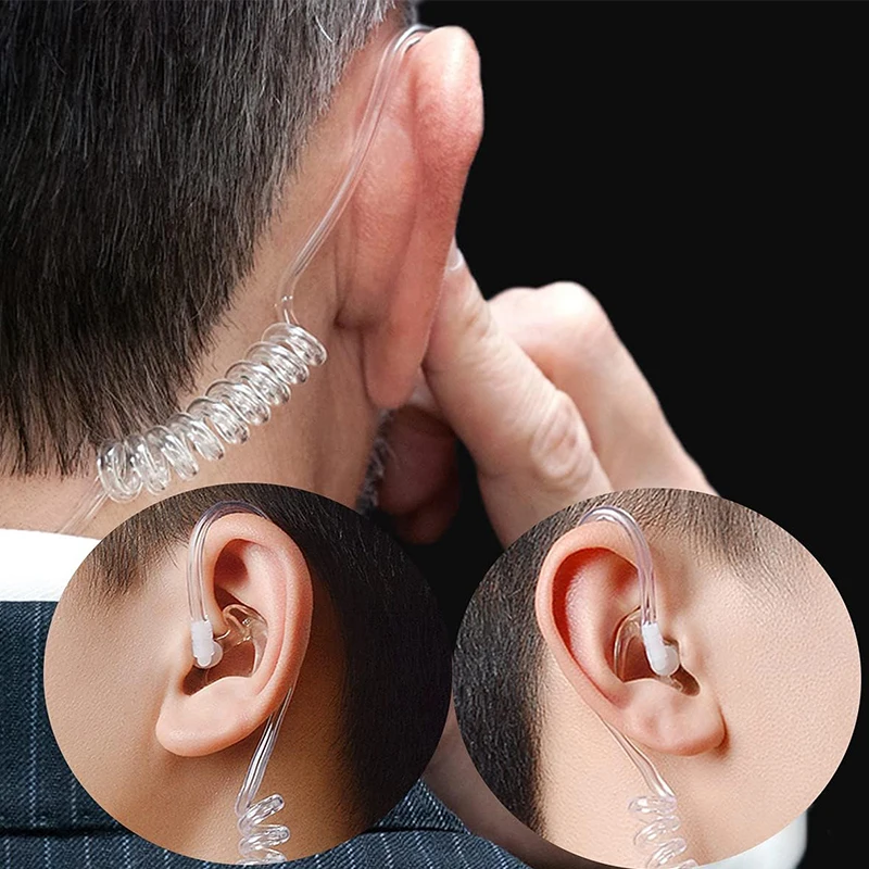 RISENKE Listen Only Acoustic Tube Earpiece 3.5mm Police Radio Headset with One Pair Medium Earmolds for Speaker Mic