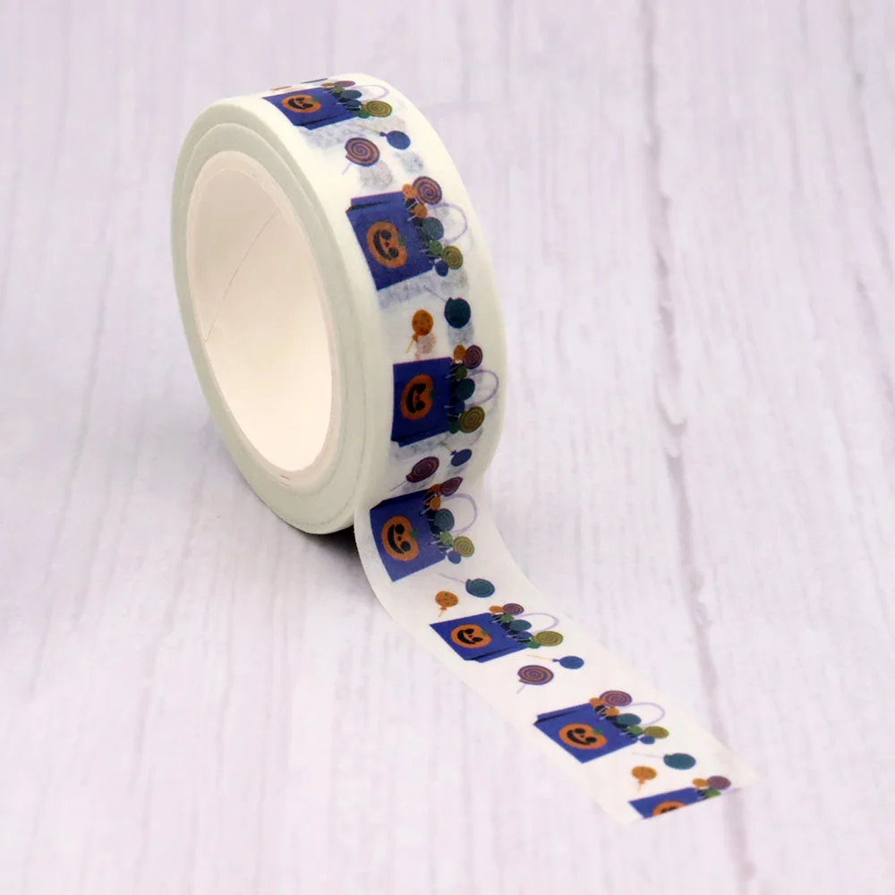 

2022 NEW 1PC 15mm*10m Halloween Pumpkin Candy Shopping Decorative Bone Washi Tape Scrapbooking Masking Tape School Office Supply