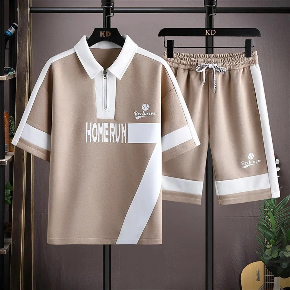 

Oversized Casual Sportswear Set New Summer Polo Shirt Shorts Waffle Men Set Short Sleeve Clothes Handsome Matching Set Tracksuit