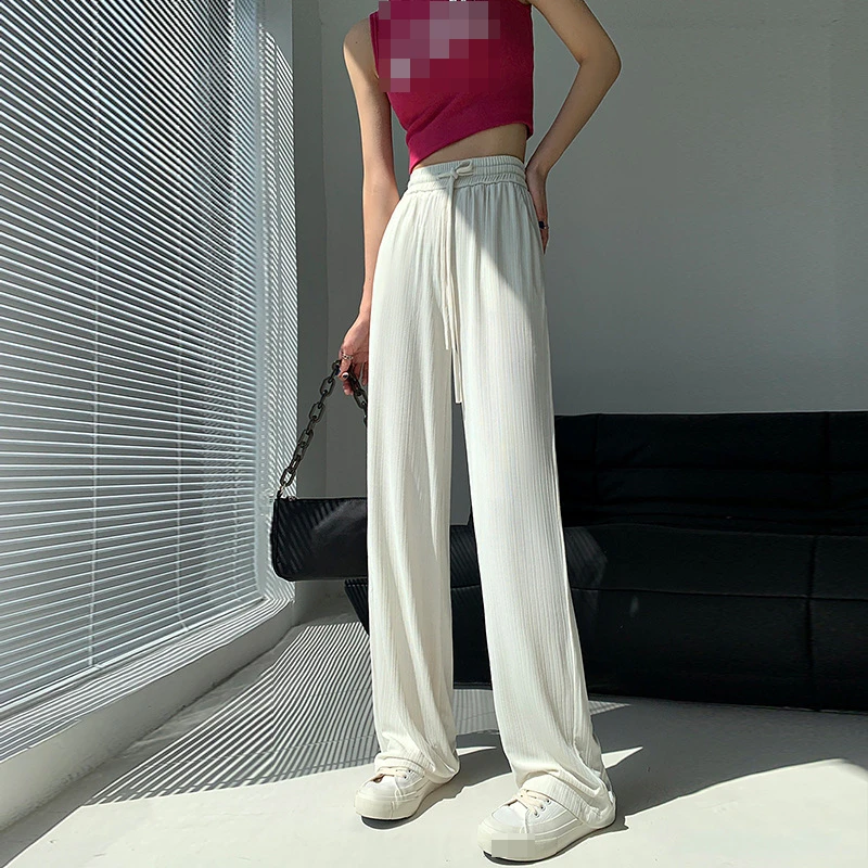 

Ice Silk Wide-leg Pants Women's Summer Thin Narrow Version of The Little Drooping Chiffon Cool Shaking Pants Acetic