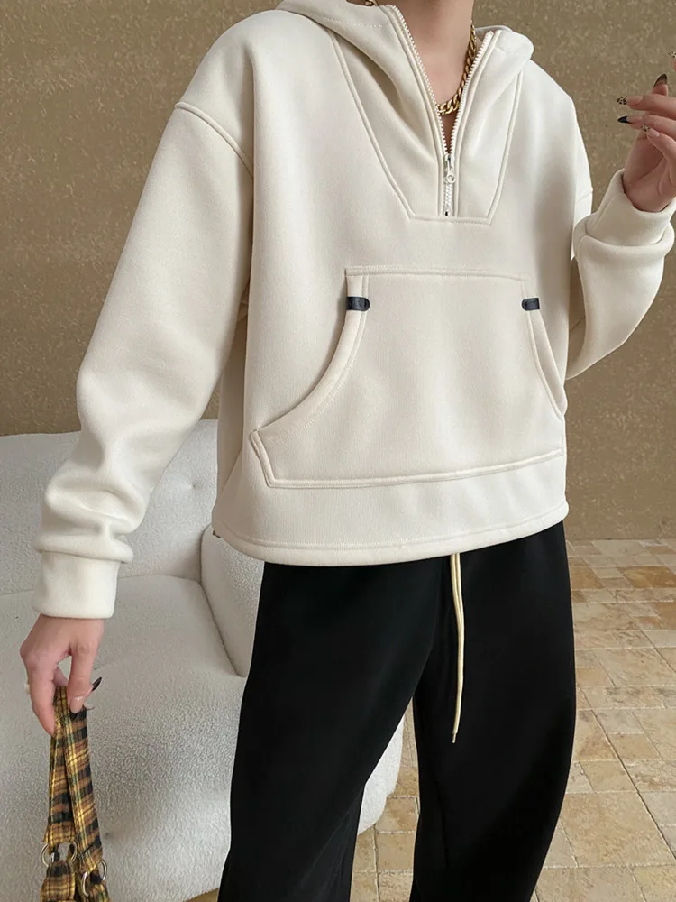 UCXQ модный свитшот Tide японский корейский повседневный с карманом на молнии