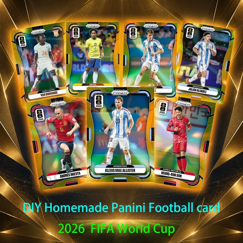 Коллекционные карточки DIY Panini Homemade Football серии FIFA World Cup Prizm: Джуд Беллингем, Месси, Ямал, Роналду, Мбаппе, Педри (art.: 3920dc2bf4789) - 3920dc2bf4789